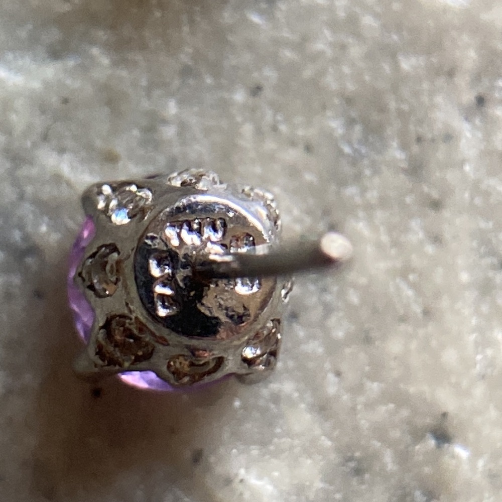 *SOLD*🆕Thailand FAS Sterling Silver Amethyst and White Topaz Crown Stud Earrin - Picture 11 of 12